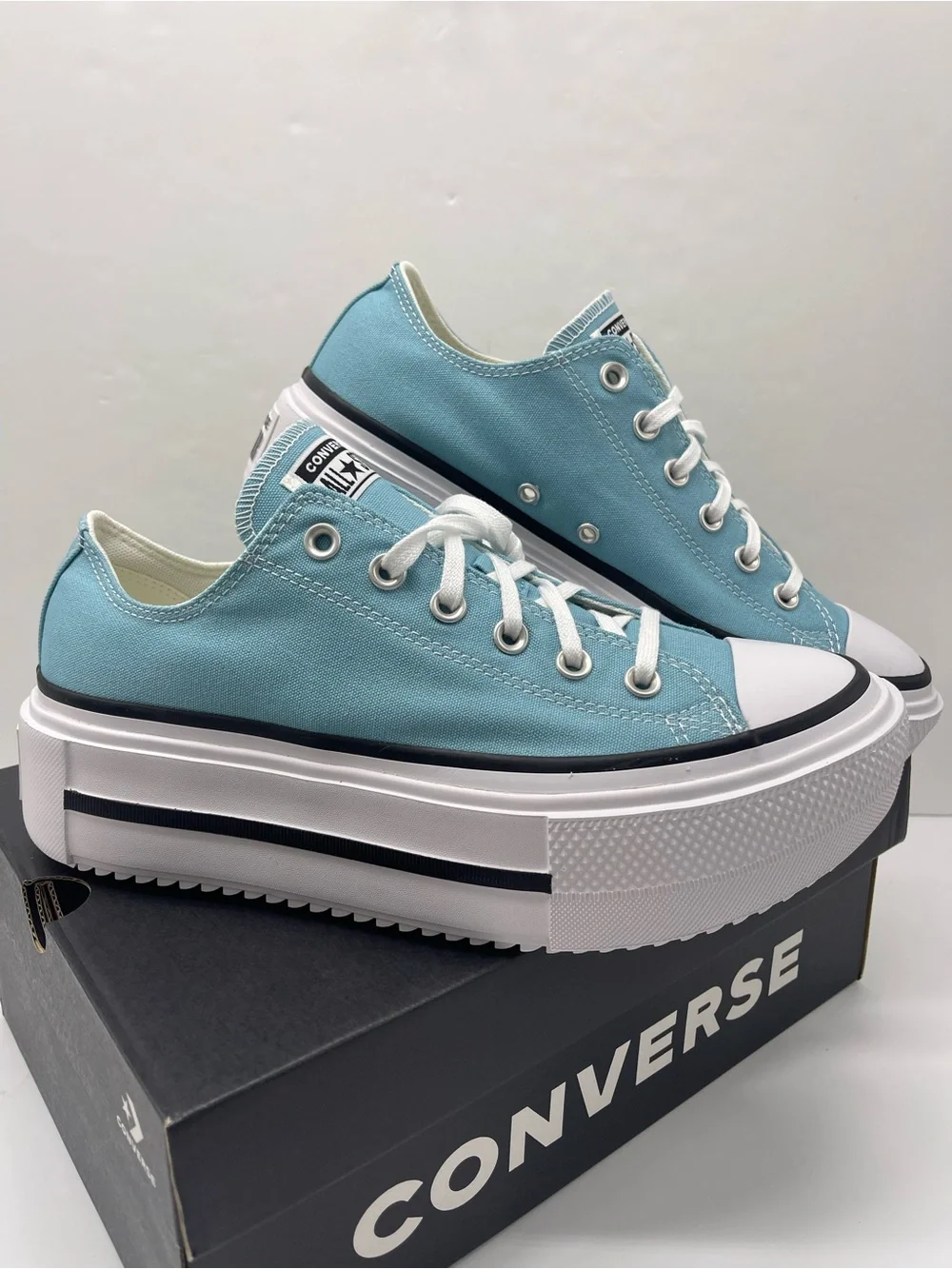 Converse WMNS CTAS LIFT DOUBLE STACK OX DEJA BLUE/BLACK/WHITE Platform Sneakers